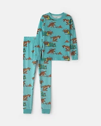Boys 2-Piece Dino DreamPlush Snug Fit Pyjama Set - Green