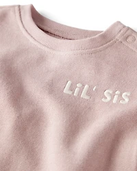 Baby Girl Organic Cotton Lil' Sis Bubble Bodysuit