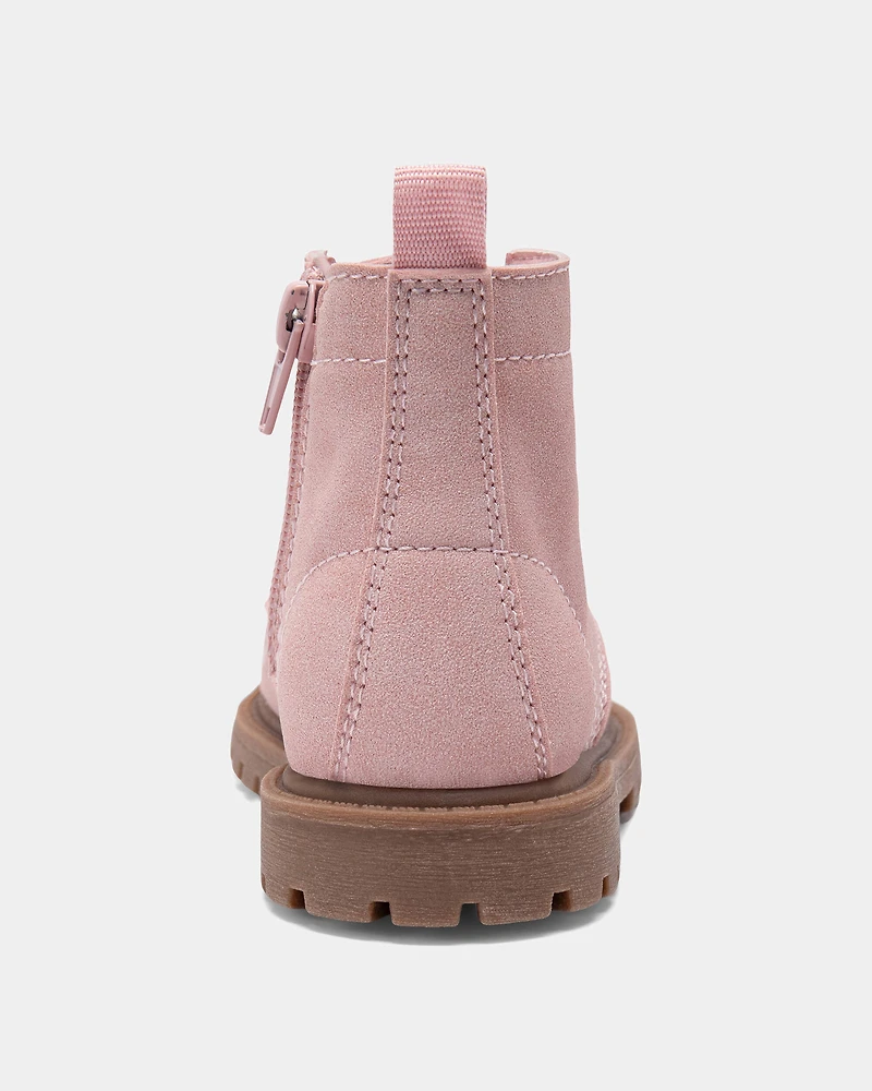 Toddler Girl Lace Charms Boots - Pink
