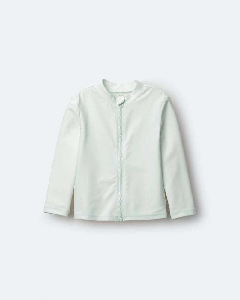 Toddler Full-Zip Long-Sleeve Rashguard - Light Green
