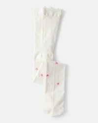 Toddler Girl Heart Tights - Pink/White