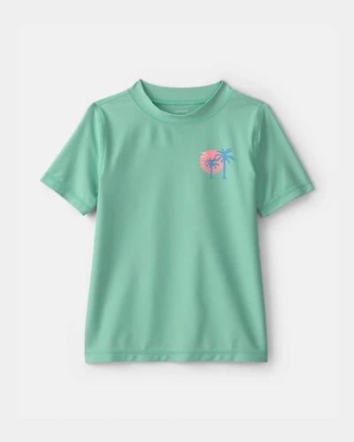 Boys Palm Tree Tropical Short-Sleeve Rashguard - Green