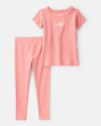 Toddler Girl 2-Piece Bunny Drop Needle Ribbed Pyjamas