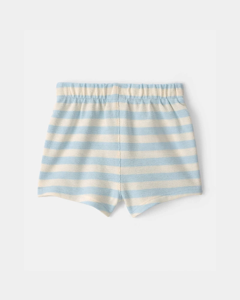 Baby Stripe Drawstring Shorts - Blue/Ivory