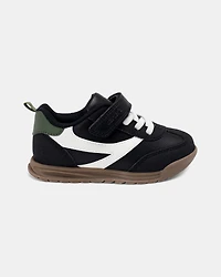 Toddler Boy Striped Sporty Sneakers - Black/White