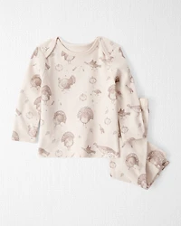 Baby Girl 2-Piece Organic Cotton Ribbed Knit Set Autumn Grove print