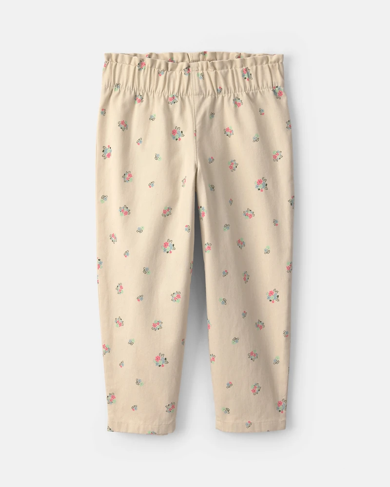 Toddler Girl 2-Piece Floral Twill Long-Sleeve Top & Pant Set - Olive Green/Cream