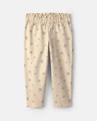 Toddler Girl 2-Piece Floral Twill Long-Sleeve Top & Pant Set - Olive Green/Cream