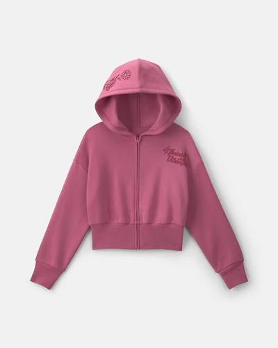 Girls 'Thriving' Fleece Zip-Up Hoodie - Pink
