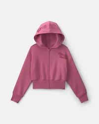 Girls 'Thriving' Fleece Zip-Up Hoodie - Pink