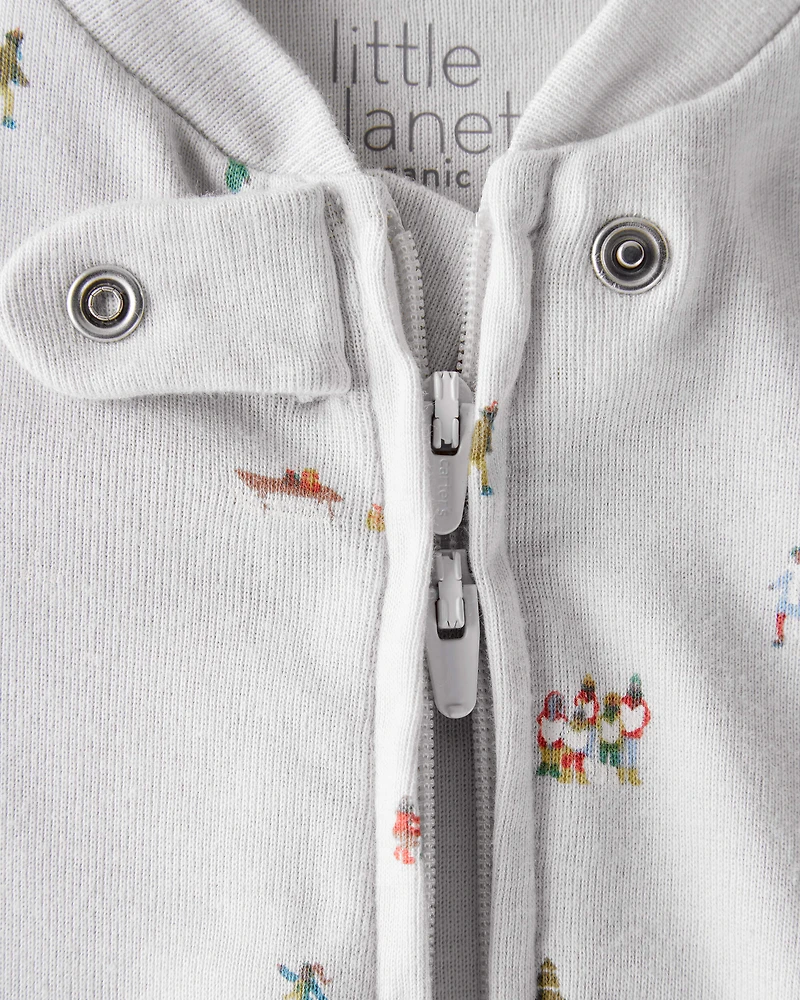 Baby Organic Cotton Sleep & Play Pyjamas Frosted Trail Print
