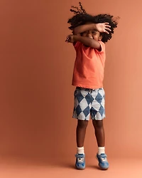 Toddler Boy Bermuda Short Diamond Denim Print
