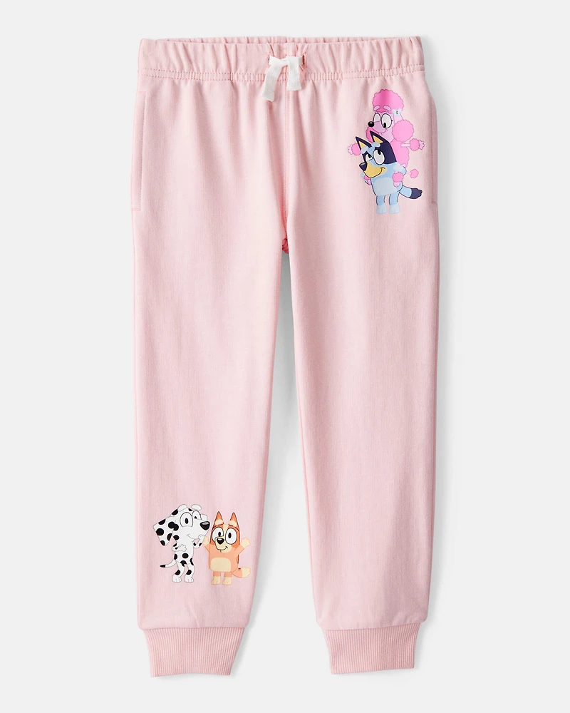 Toddler Girl Bluey French Terry Drawstring Joggers - Pink