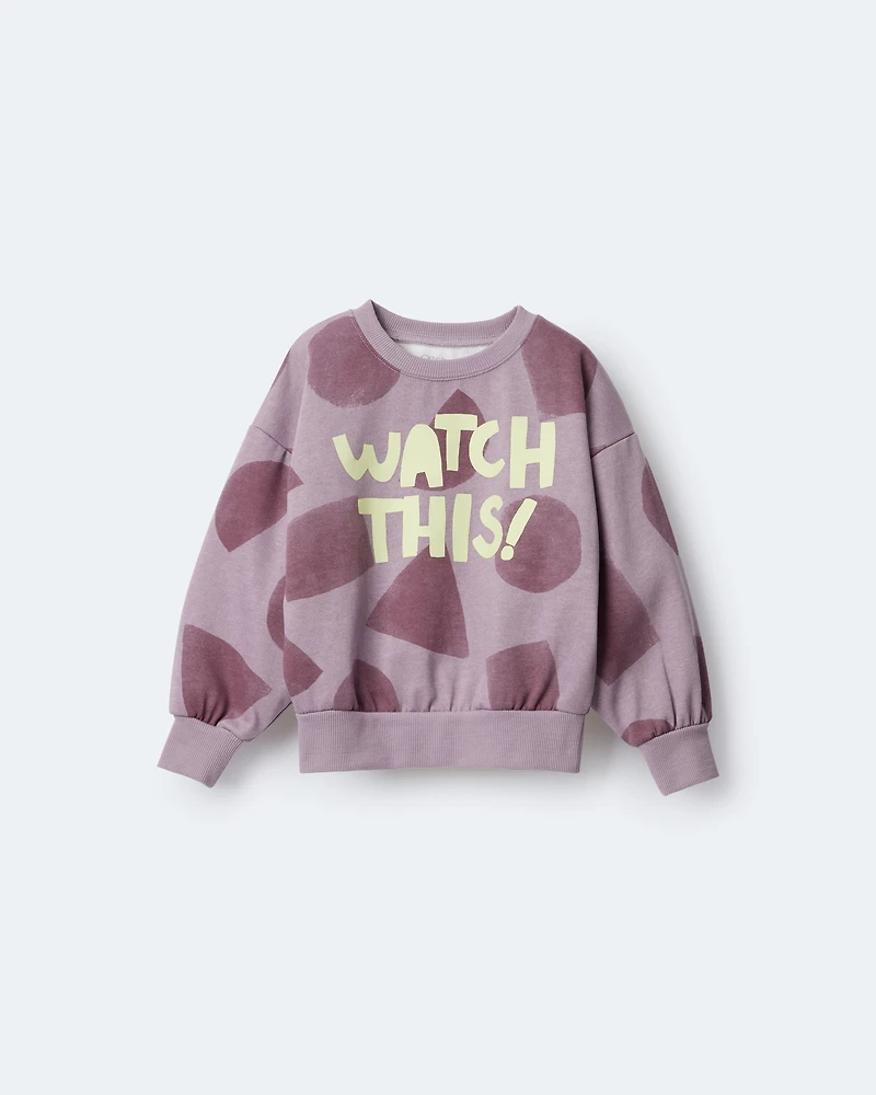 Toddler Watch This!' Shapes Dolman-Sleeve Sweatshirt - Mauve