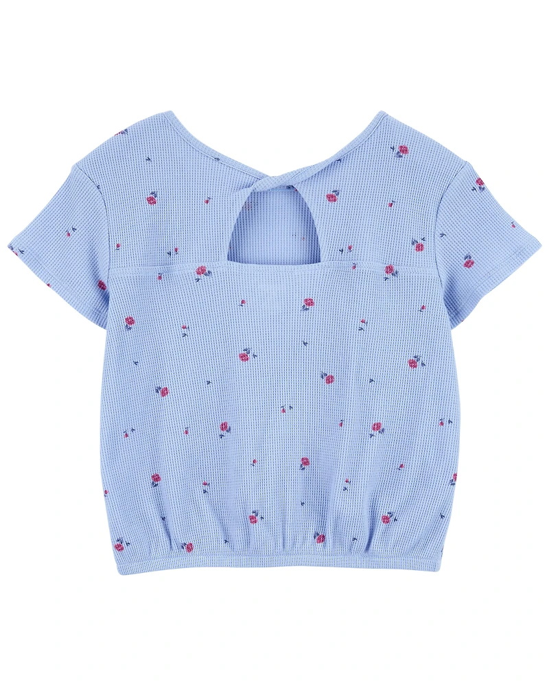 Kid Floral Print Twist Back Top