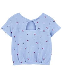 Kid Floral Print Twist Back Top