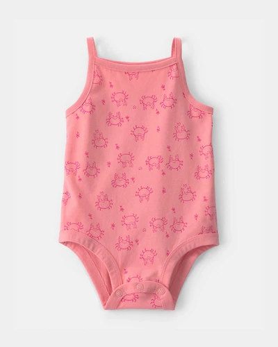 Baby Girl Crab Sleeveless Graphic Bodysuit - Pink