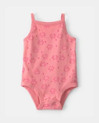 Baby Girl Crab Sleeveless Graphic Bodysuit - Pink