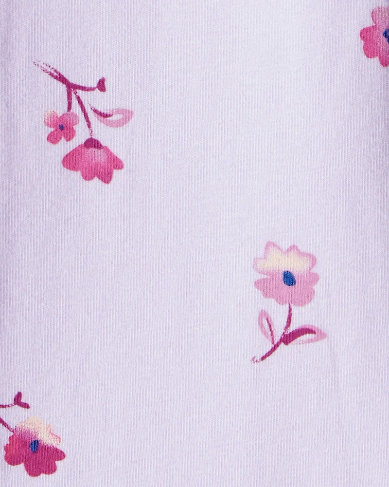 Toddler Girl Floral Cotton Flare Pull-On Stretch Leggings - Purple