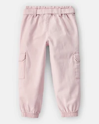 Toddler Girl Cotton Cargo Joggers - Pink