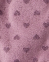 Baby Girl Heart Print Fleece Long-Sleeve Loose Fit Sleeper - Purple