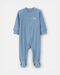 Baby Puppy Cotton 2-Way Zip Sleeper - Blue