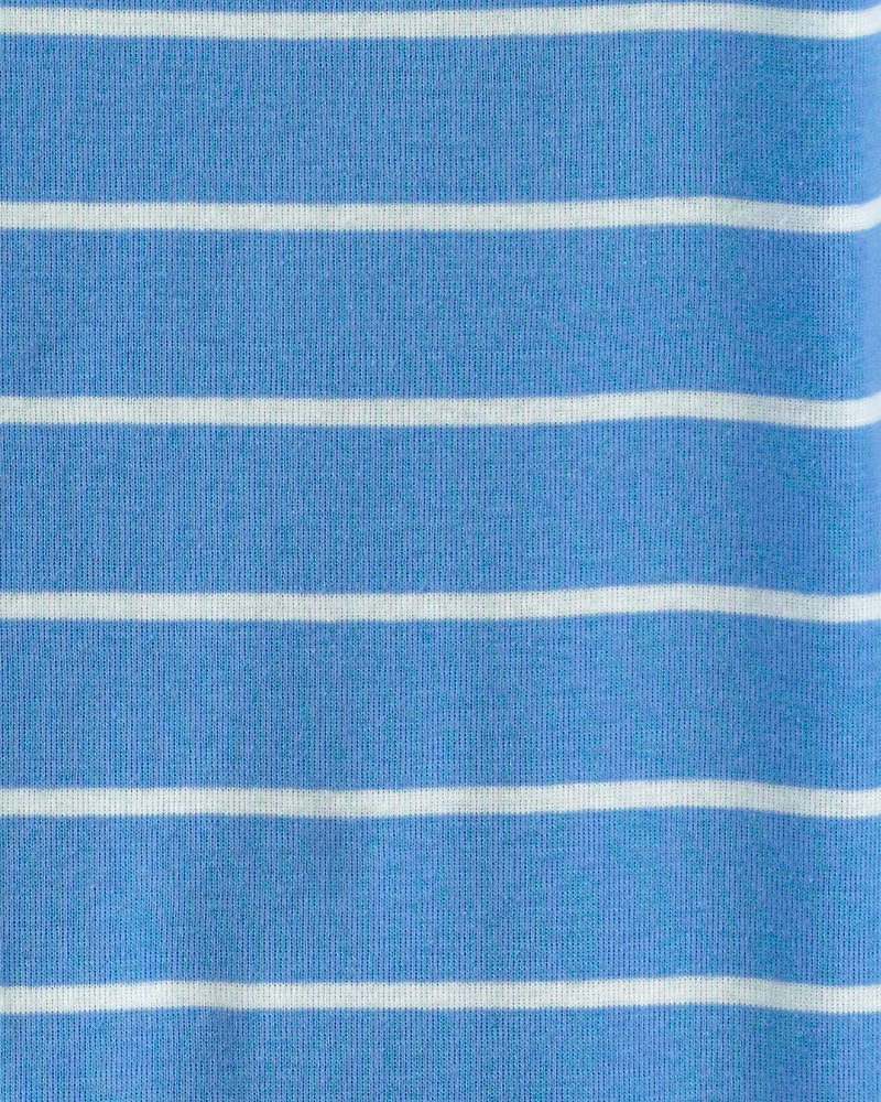 Toddler Boy PB&J Striped 100% Cotton Short-Sleeve Snug Fit 4-Piece Pyjama Set - Blue/Brown