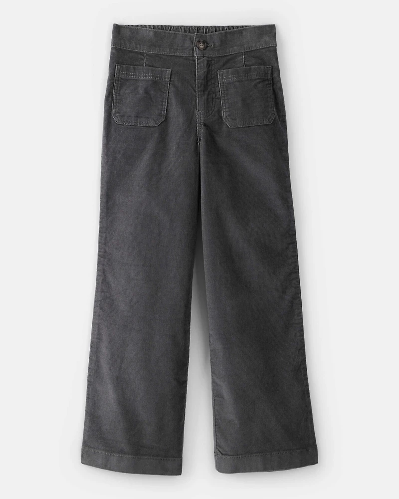 Girls Corduroy Wide-Leg Pants - Grey