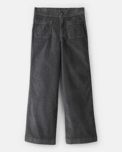 Girls Corduroy Wide-Leg Pants - Grey