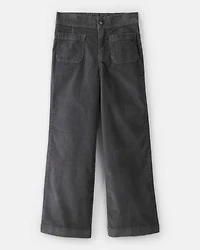 Girls Corduroy Wide-Leg Pants - Grey
