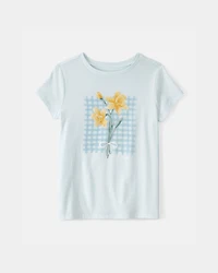 Girls Floral Graphic Tee - Blue