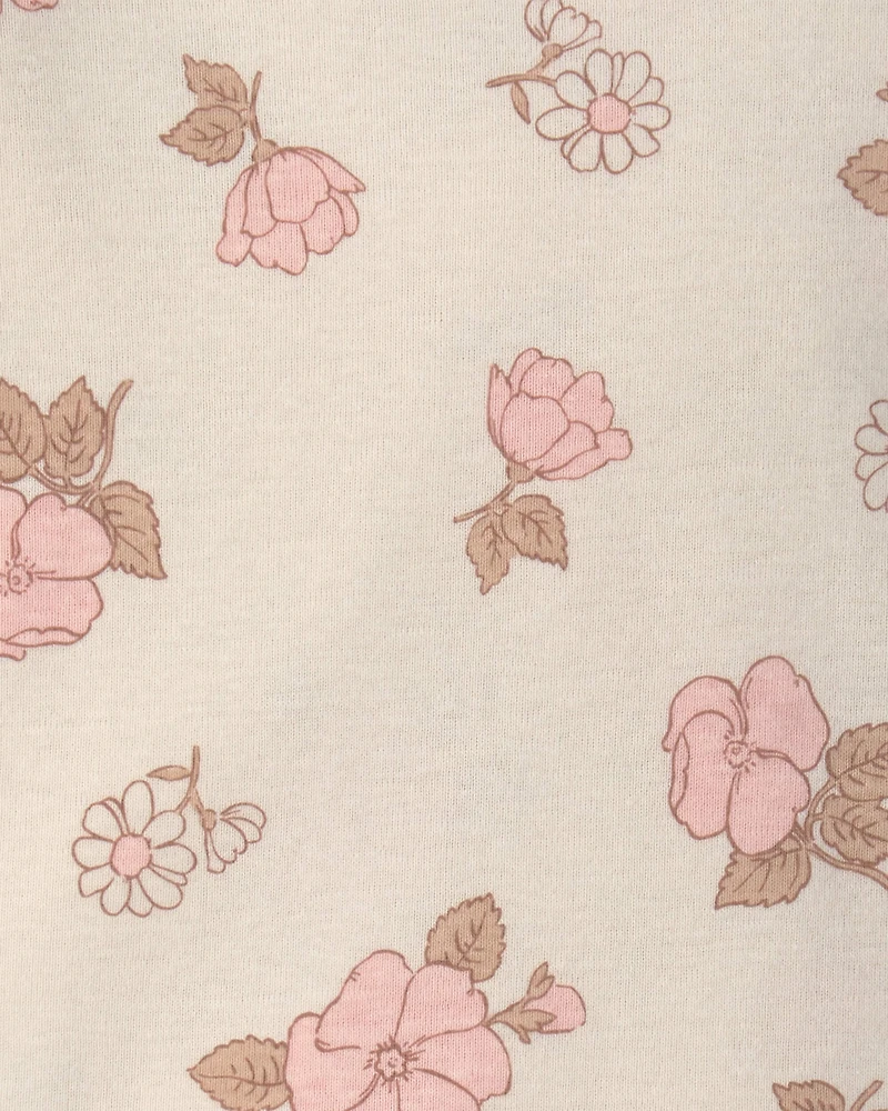 Baby Girl 2-Piece Floral Overall Set - Pink/Ivory