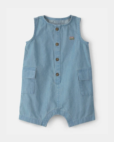 Baby Beach Cruiser Chambray Sleeveless Romper - Blue