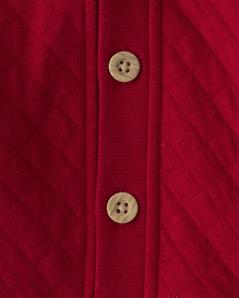 Baby Boy 3-Piece Quilted Cardigan Outfit Set - Red