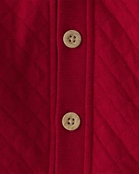 Baby Boy 3-Piece Quilted Cardigan Outfit Set - Red