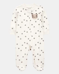 Baby Tiger Print 2-Way Zip Cotton Sleeper