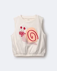 Toddler Girl Snail Elastic Waist Tank - Cream