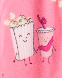 Girls Print Long-Sleeve Loose Fit 1-Piece Pajamas - Pink