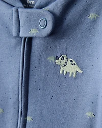 Baby Boy Rhino Print 100% Cotton Long-Sleeve Sleeper - Blue