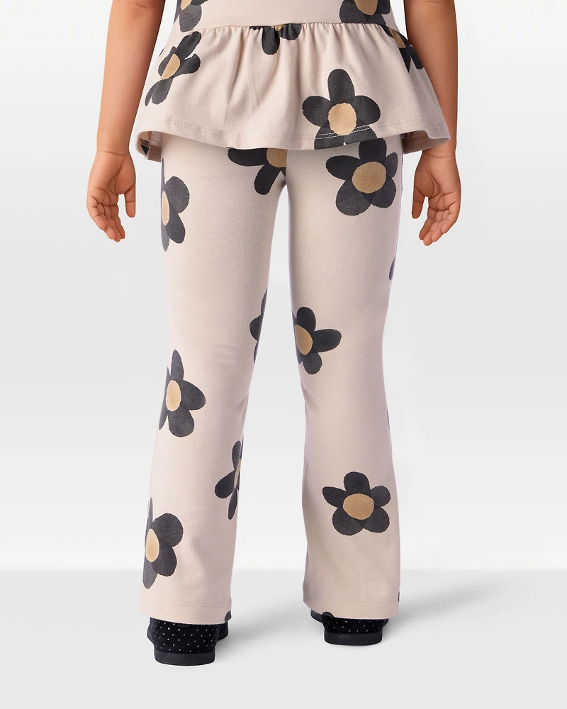 Toddler Girl Floral Cotton Flare Active Pants