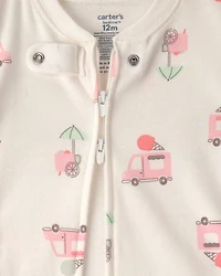 Baby Girl 2-Pack Ice Cream Truck 100% Cotton Snug Fit 1-Piece pyjama - Pink/Ivory