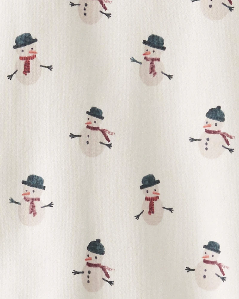 Toddler Boy 2-Piece Holiday Fleece Set Made with Organic Cotton Snowman Print