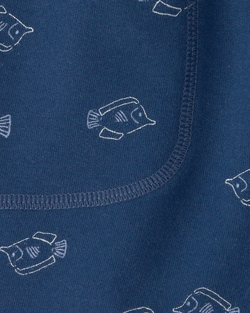 Toddler Boy Fish French Terry Shorts - Blue