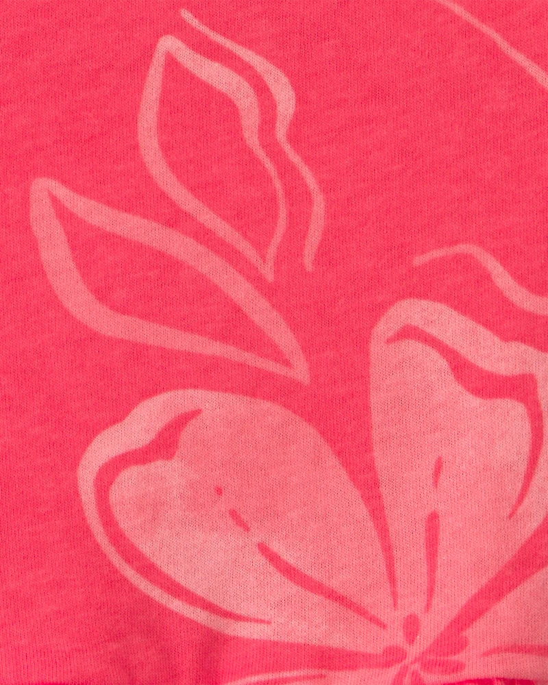 Baby Girl Floral Peplum Tank Top - Coral