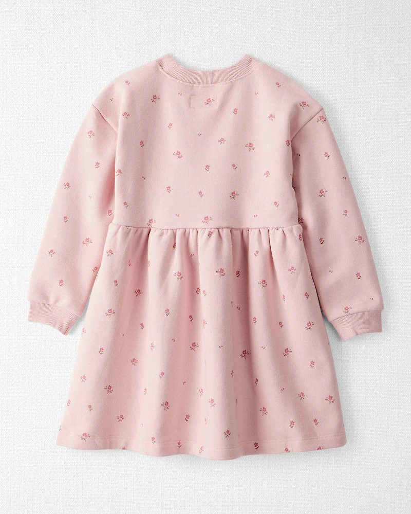 Toddler Girl French Terry Dress Made with Organic Cotton Blush Petals Print