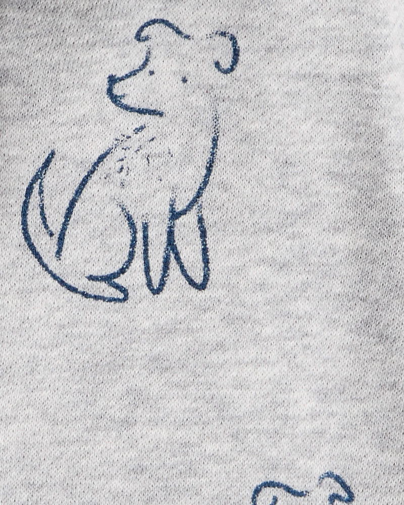 Baby Boy Dog Print Long-Sleeve Hoodie - Grey