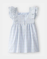 Toddler Girl Ruffle-Sleeve Plaid Dress - Blue