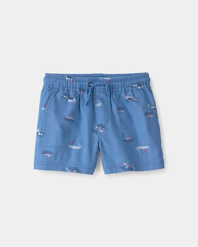 Toddler Boy Sailboat Twill Shorts - Blue