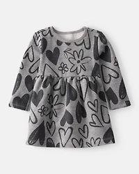 Baby Girl DayDream Fleece Heart Knit Dress - Grey