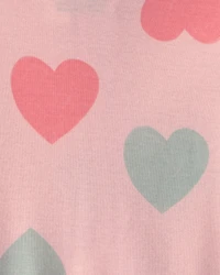 Toddler Girl 1-Piece Hearts 100% Cotton Snug Fit Pyjama - Pink